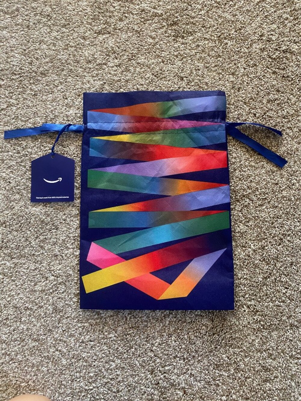 New with Tag Amazon Reusable Gift Bag Colorful 15'' x 10''